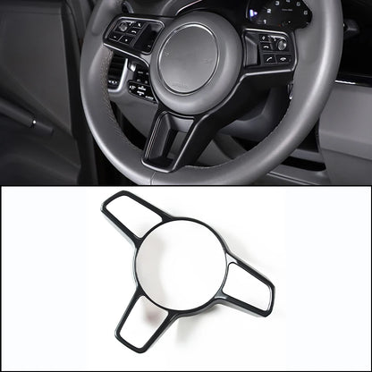 For Porsche Macan Cayenne Panamera 718 911 918 ABS Matt Black Texture Interior Steering Wheel Cover Trim Interior Accessories
