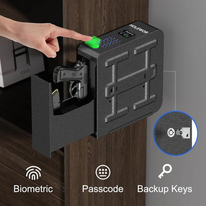 Full Steel Wall Mounted Anti Pry Theft Proof Safe With Screen Display Home Gun Safe For Bedside Nightstand