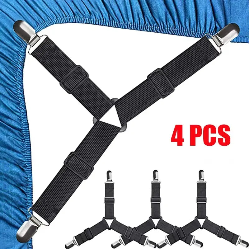 4Pcs/set Elastic Bed Sheet Grippers Three Head Clips Gripper Holder Suspender Bed Sheet Fasteners Home Textiles Organize Gadget