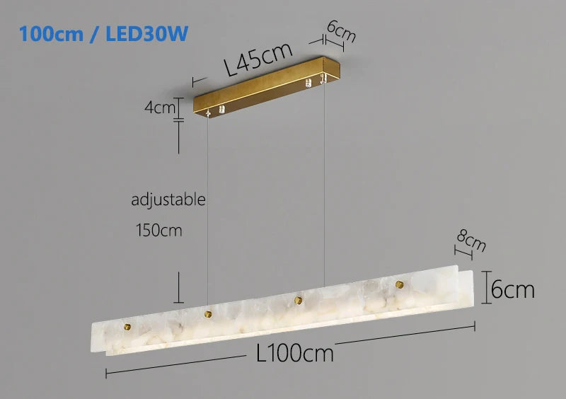 Natural Marble Pendant Light LED Minimalist Chandelier Hanging Ceiling Fixtures for Kitchen Island Dining Room Bar