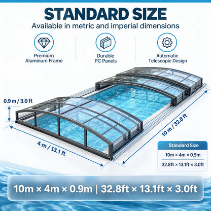 Any Size Custom Aluminum Telescopic Swimming Pool Cover Transparent Retractable Weatherproof Outdoor Backyard Garden Patio Shelt