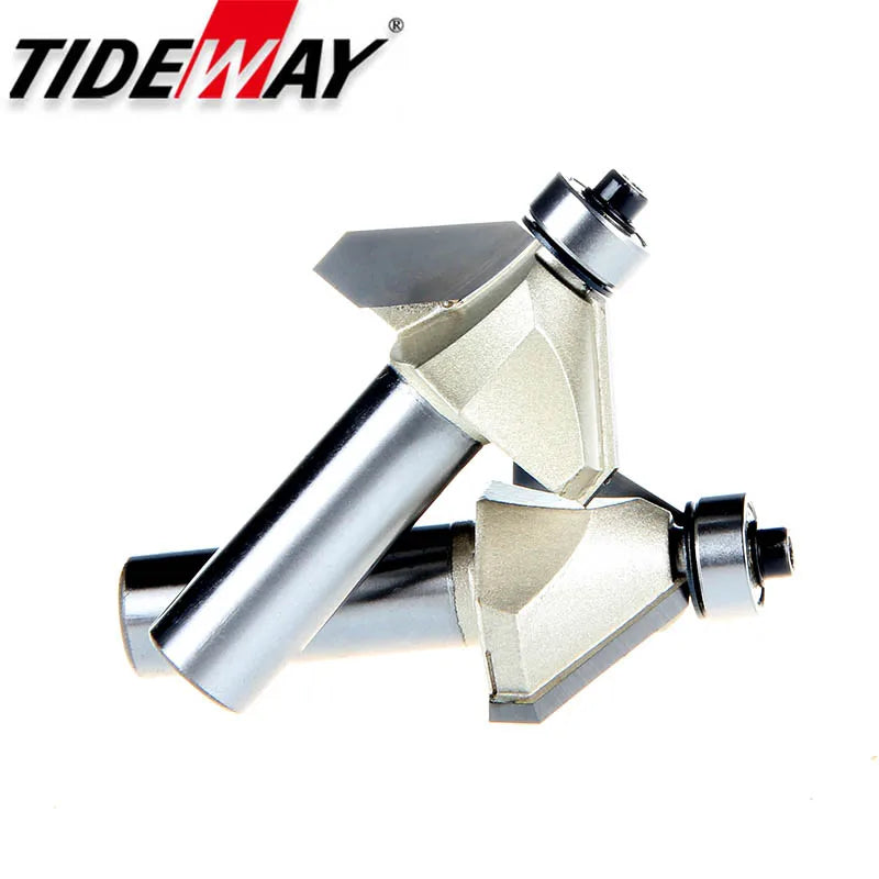 Tideway 45 Deg Bevel Edge Forming Chamfer Router Bits with Bearing Chamfering CNC Wood Cutting Tools Woodworking Milling Cutter
