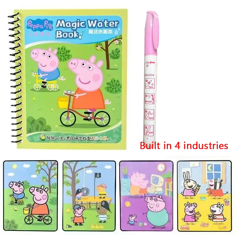 Peppa Pig Watercolor Painting Book Baby Brainstorm Development Graffiti Water Sketchpad Children's Toy Birthday Gift
