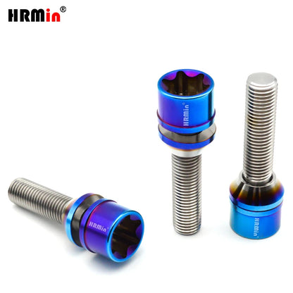 HRmin Gr5 Titanium Wheel Bolt M12/M14x1.25/1.5x28mm-45mm for European Cars Torx Socket Free Cone Washer