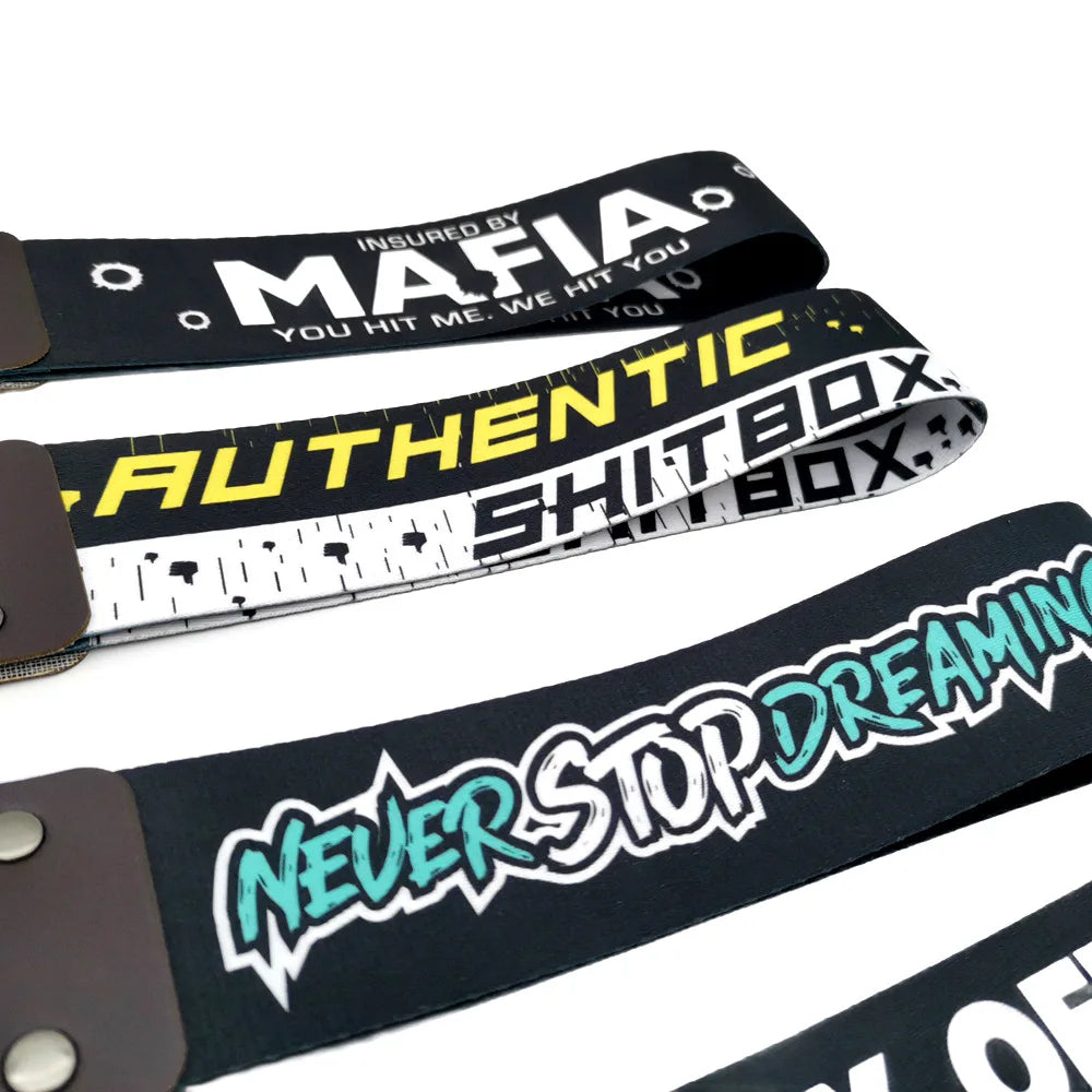 1PC New JDM Tow Strap Car Trailer Strap Tow Bar Nylon Car Tow Rope Hook Front Bumper Decorative Tow Hook Tuning shitbox