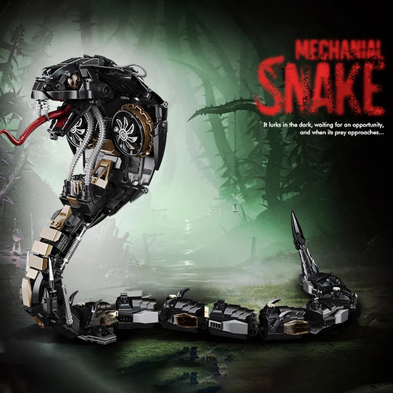 Cyberpunk 1000+pcs Mechanical Snake Building Blocks Animal Set Technical Model for Kid Adult Gifts MOC Creative Bricks Toy Model