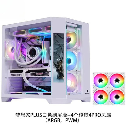 4 RGB Fans Included Gaming PC Case with LCD Screen, ATX MATX Tempered Glass, Supports 400mm GPU 360 Liquid Cooler