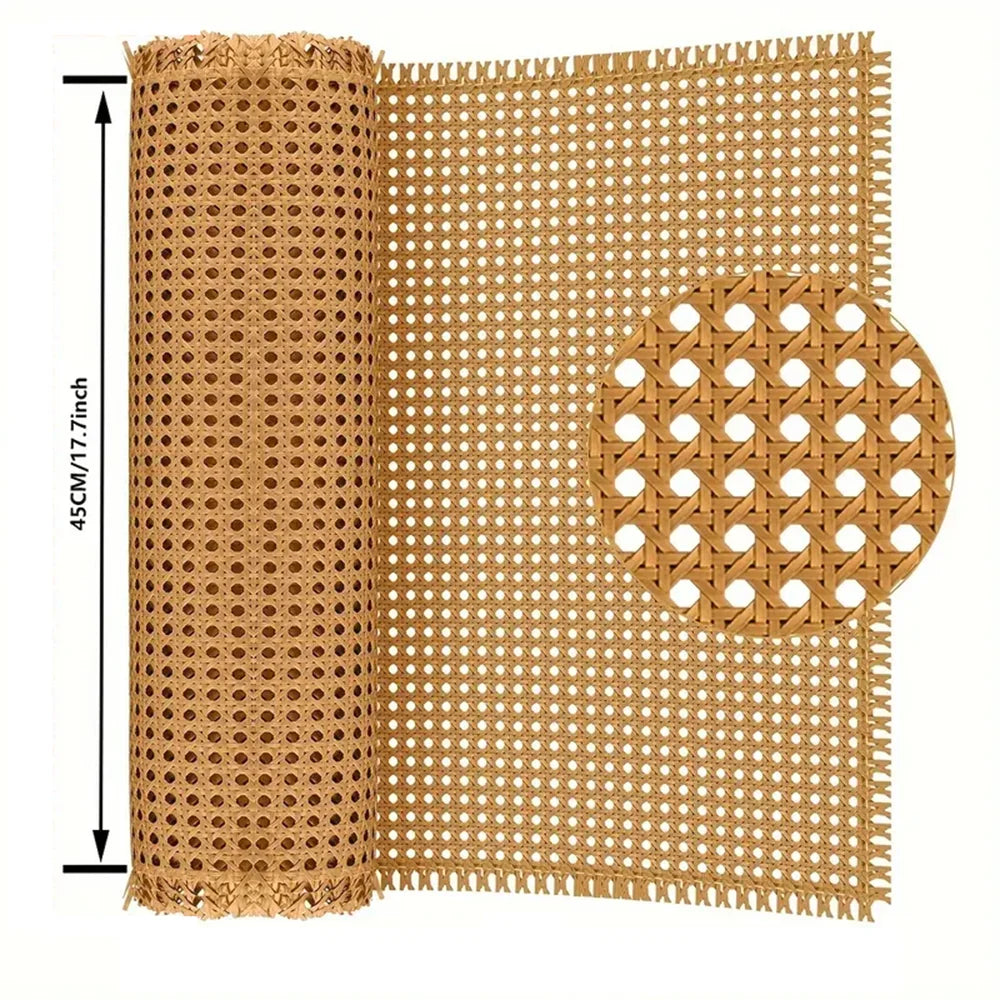 DIY Handwoven Synthetic Poly Rattan Webbing Roll Faux Cane Mesh Open Weave Plastic for Home Decor Projects