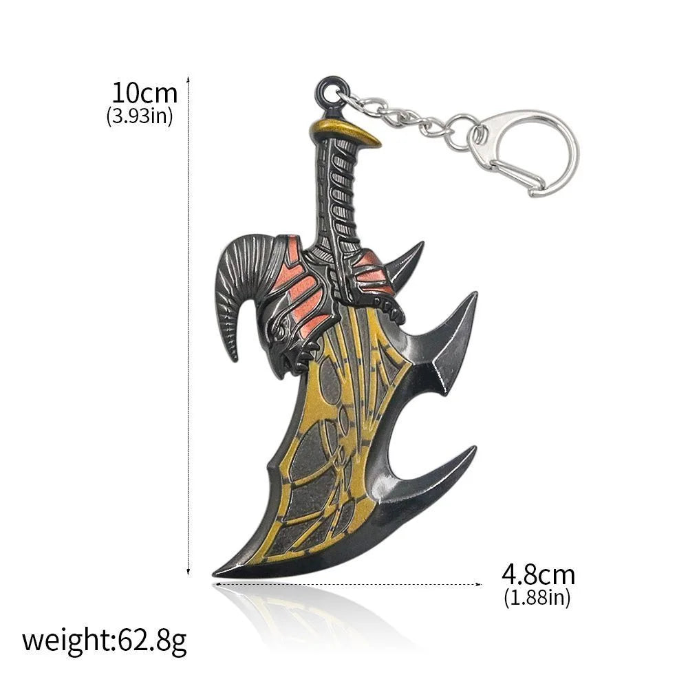 God of War 5 Ragnarok Keychain Kratos Leviathan Axe Blades of Chaos Mjolnir Hammer Weapon Pendant Key Chain for Men Keyring Gift