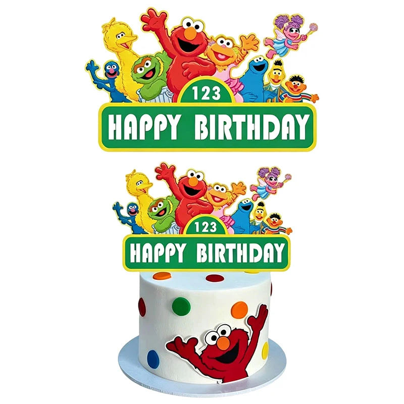 Birthday Party Decoration Set Supplies Cartoon Sesame Streets Birthday Party Supplies Tableware Balloon Cake Topper Banner Plate