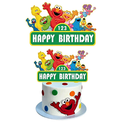 Birthday Party Decoration Set Supplies Cartoon Sesame Streets Birthday Party Supplies Tableware Balloon Cake Topper Banner Plate