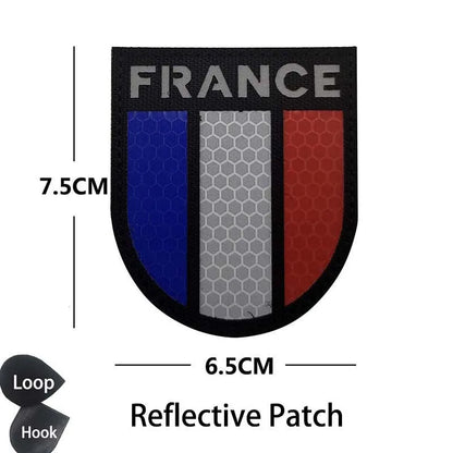 France Flag Patch Clothes Applique Embroidery Morale Emblem,IR Reflective Patches Military Armband Stickers Tactical Badge