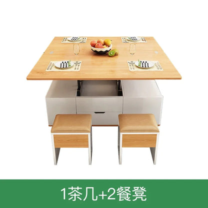Io S Two-in-one Household With Stool Living Room Multifunctional Rock Slab Lift Coffee Table Dining Table Integrated Dual-purpo
