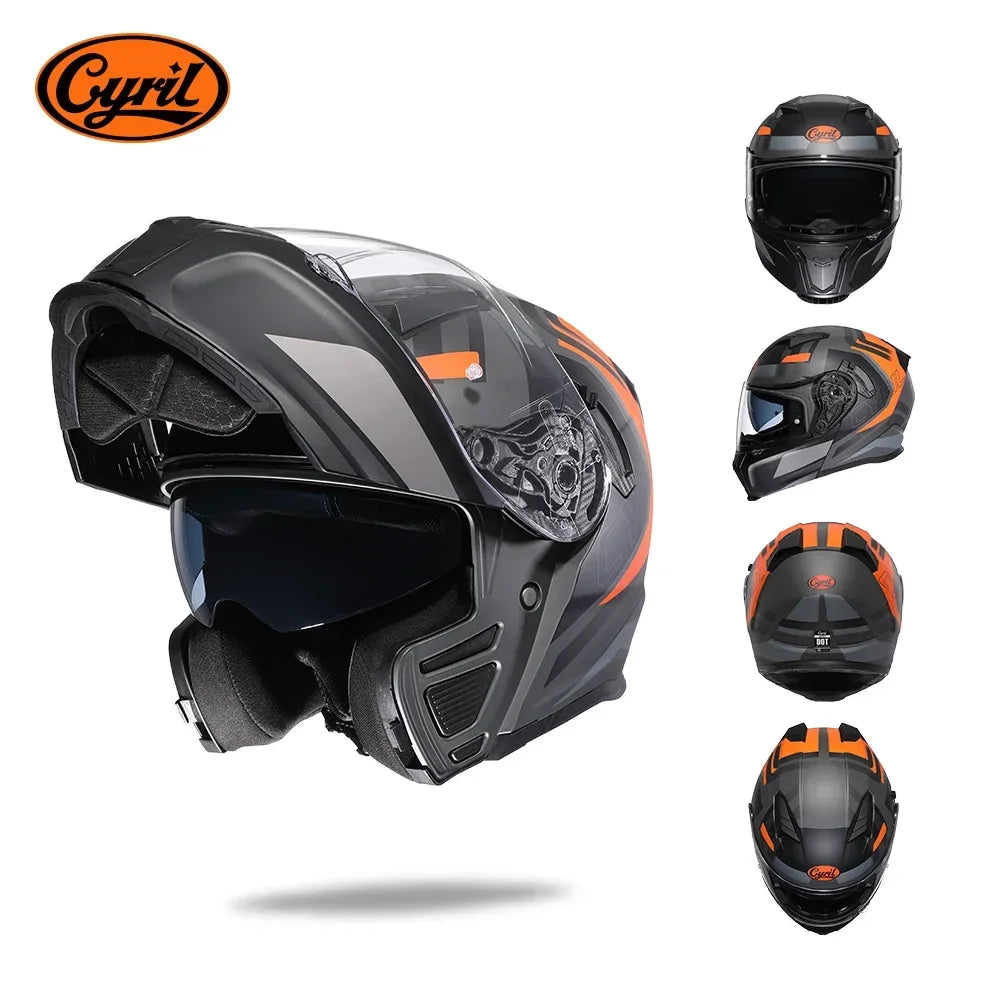 Motorcycle Open Face Modular Flip Up Full Face Helmet for Adult Men and Women DOT Approved Moto Helmets AH121
