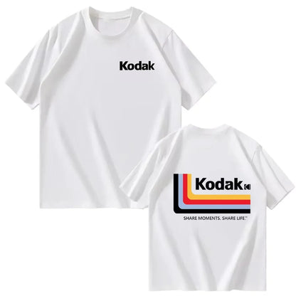 Kodak Summer Brand Men T-shirt Cotton Solid Color Daily Graphic Print Casual Breathable Short Sleeve Top Tees Women Clothing