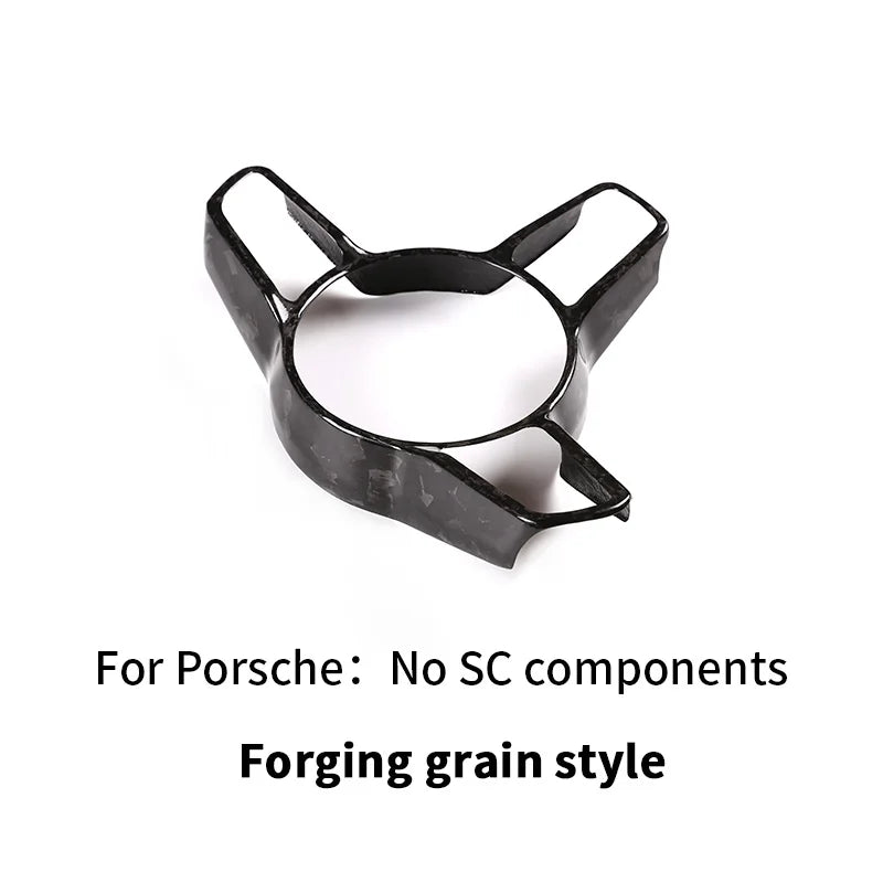 For Porsche Panamera Cayenne Macan 911 718 918 2014-2024 Real Carbon Fiber Car Steering Wheel Decorative Frame  Auto Accessories
