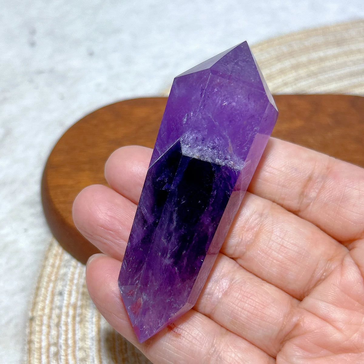 Natural Crystal Two Color Amethyst Double Point Tower Healing Rainbow High Quality Gemstones Energy Home Decorations Gift