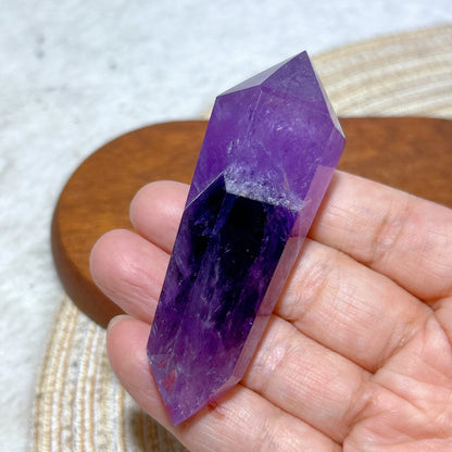 Natural Crystal Two Color Amethyst Double Point Tower Healing Rainbow High Quality Gemstones Energy Home Decorations Gift