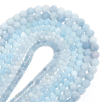 Natural Aquamarines Stone Beads 4 6 8 10mm Light Blue Round Loose Stone Beads For Jewelry Making DIY Bracelets Necklace Supplies