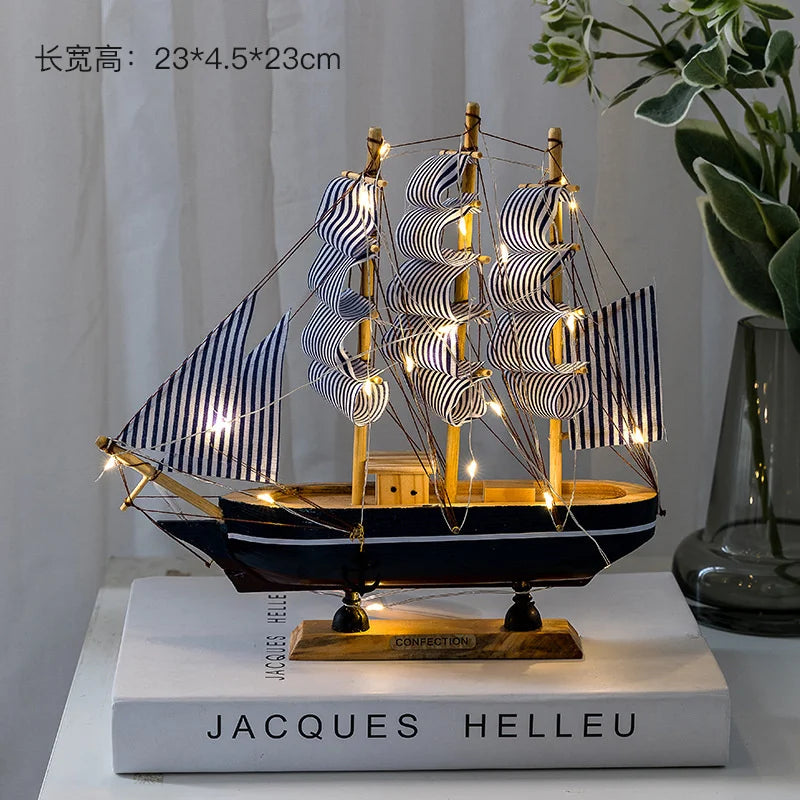 Wooden Sailboat Model Handcrafted Coastal Nautical Decor Table Centerpiece For Living Room Office Desk Gift For Adults And Teens