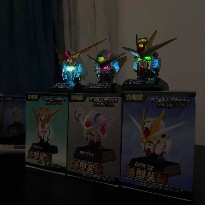 In Stock Head Sculpt Rechargeable Glowing Breath Light Exia Strike Freedom Car Ornament Desktop Display Trendy Collectible Decor