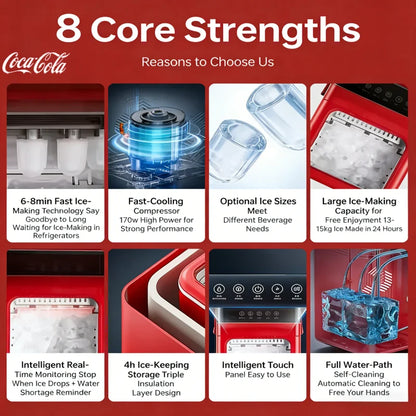 Coca Cola Electric Ice Maker Multi-functional Automatic Ice Making Machine for Home Kitchen Office Portable Ice Machine