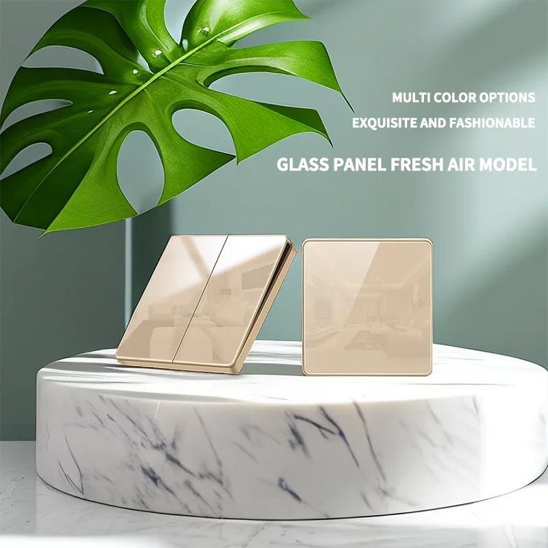 86X86MM Tempered Glass Wall Switch Socket EU FR UK Standard USB Charging Port 10A/13A 250V 1/2/3/4 Gang Crystal Panel