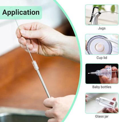12pcs Straw Cleaner Brush Nylon Reusable Straw Cleaning Brushes for Metal Glass Silicone Straws Small Bottle Milk Tube Pipes