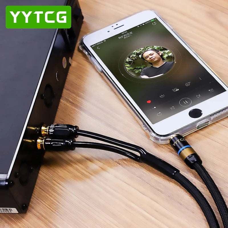 3.5mm to 2RCA audio cable, dedicated connection cable for mobile phones, power amplifiers, audio equipment and speakers