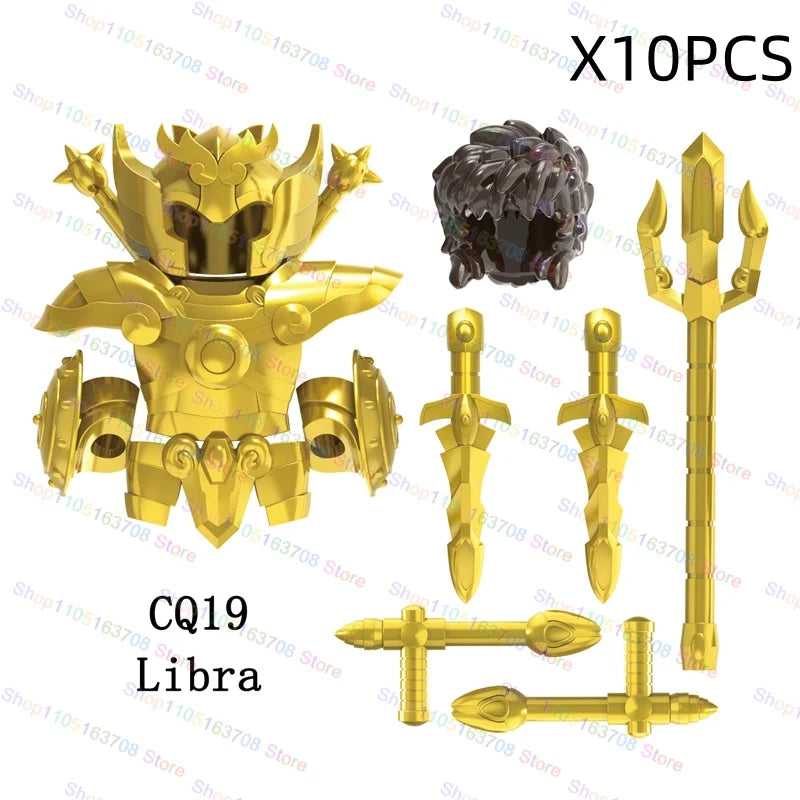 Saint Seiya Japanese Anime Cartoon Bricks Dolls Aiolia Aiolos Model Toys Building Blocks Figures Assembly Toys Gifts CQ11-22