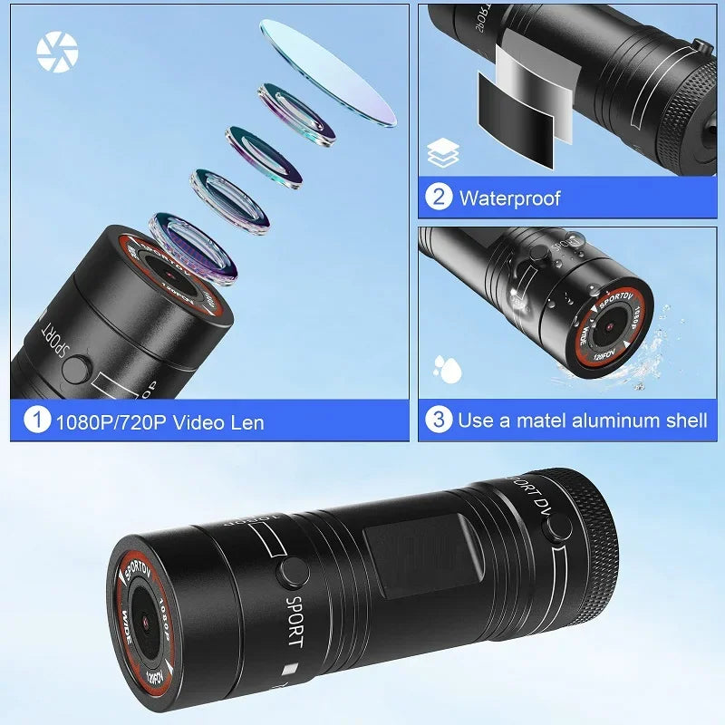 FHD 1080P Mini Camera Sport DV Action Sports Camera Flashlight Helmet Video Ideal For Bike Cycle Motorcycle Waterproof Camcorder
