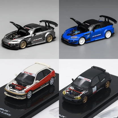 MOTORHELIX MH 1:64 EK9 JS Racing White Carbon TYPE R S2000 R34 Diecast Model Car