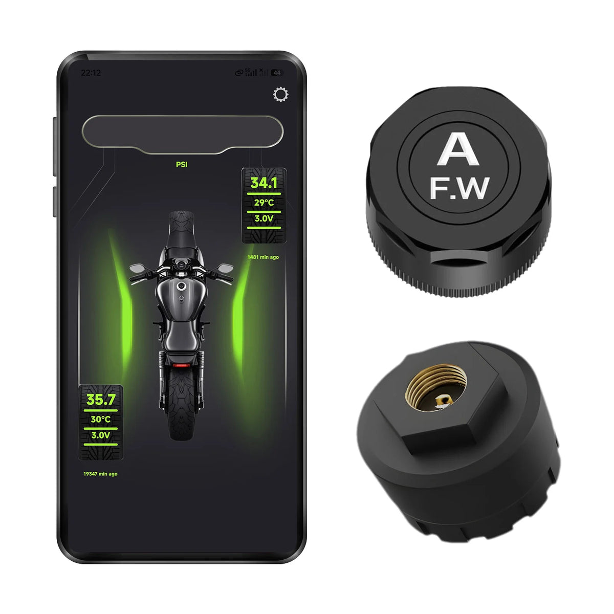 Motorcycle TPMS 2 Sensors Bluetooth 5.0 Tire Pressure Monitoring System Pit Bike Tyre Tester Diagnostic Set Moto Accessories