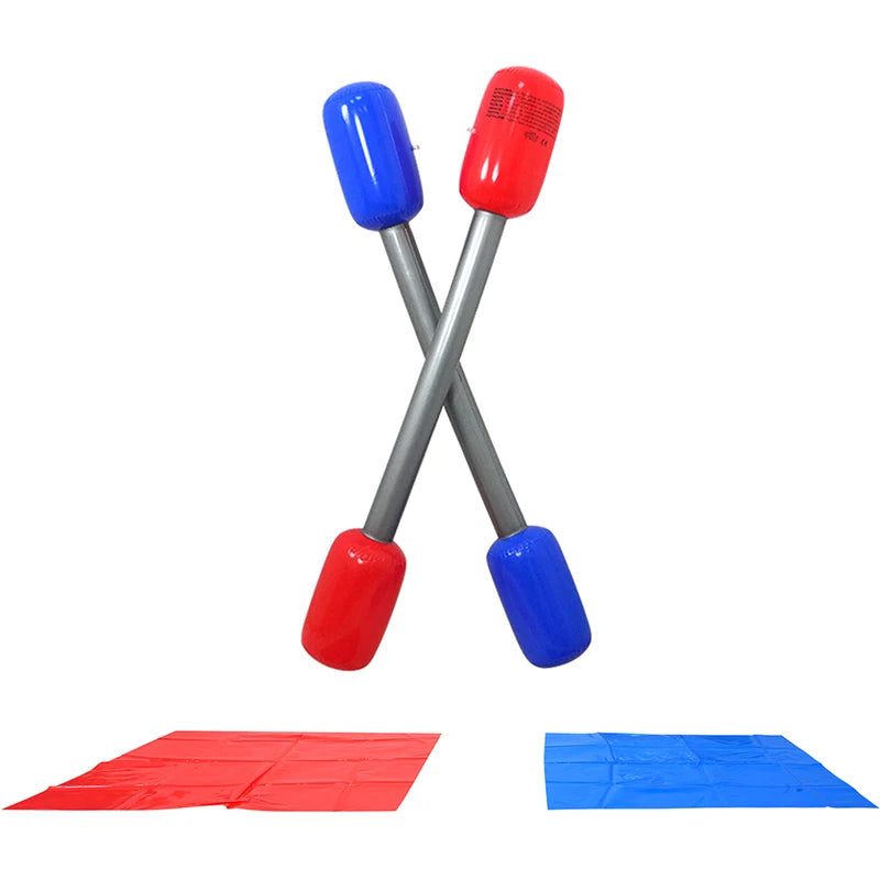 1Set Red Blue Inflatable Sticks Kids Toys Pvc Air Hammer Yard Game Sticks with Mats for Boys Girls Party Confrontation Game Toy