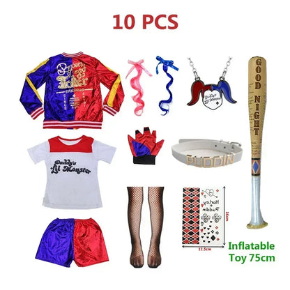 2026 N Top Quality Girls  Suicide Harley Cosplay Costumes  Monster Stitched Jacket Pants Sets Halloween Costume