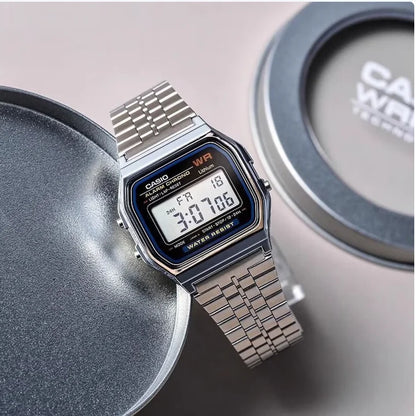 CASIO A159WA-N1 Classic Retro Square Watch for Men, Quartz Sports Watch with Shock & Water Resistance, Multi-function Design