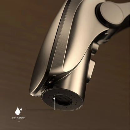 AITANA Gun Grey Luxury Brass LED Display Kitchen Faucet，Touchless Sensor，Pull-Out 3-Function Spray Water-Saving SinK Mixer