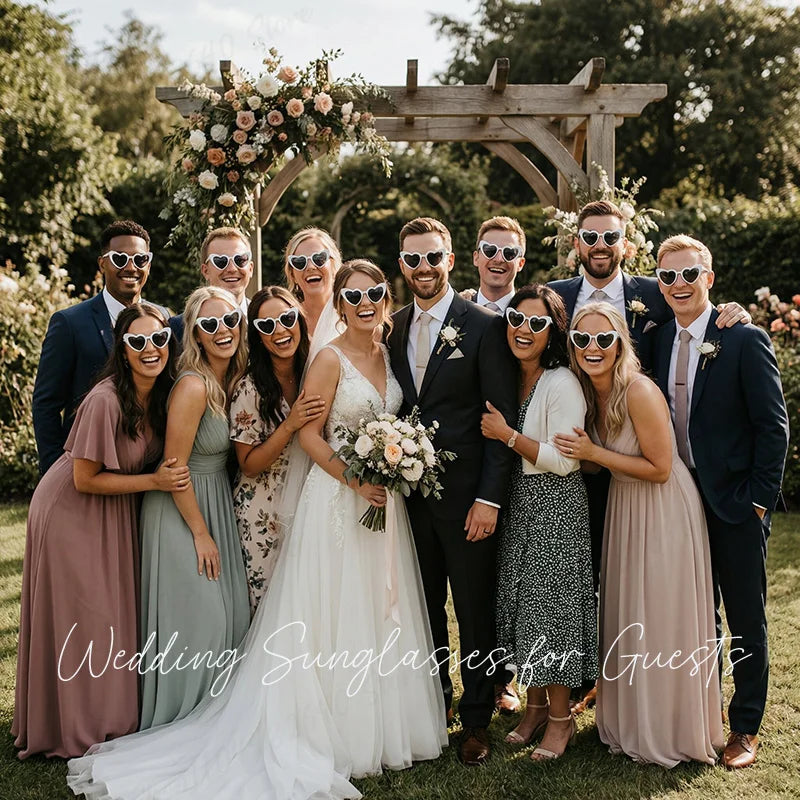 12-100Pcs Wedding Sunglasses for Guests Heart Shaped Sunglasses Bachelorette Party Glasses Bridal Shower Party Favors Photo Prop
