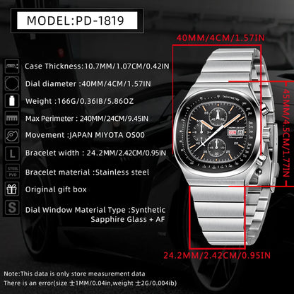 PAGANI DESIGN New 40mm Men's Quartz Watches Japan Miyota Movement Sapphire Stainless Waterproof Luminous Reloj Hombre PD1819