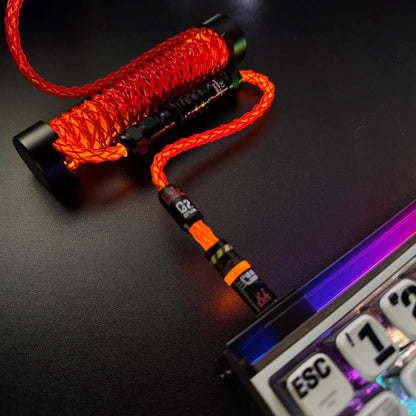 Red Orange Theme 8K RGB Aviation Cable with Counterweight Rod 1.5M Customized Magnetic Axis Keyboard Cable High End Data Cables