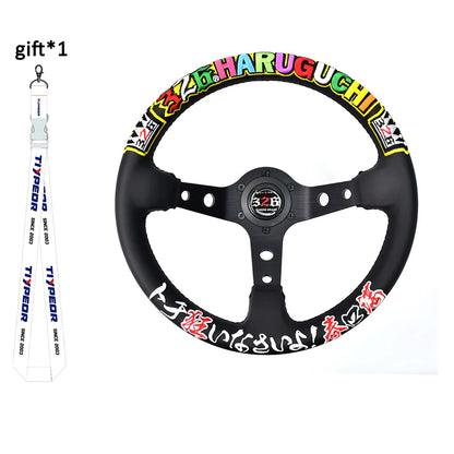 JDM 326 Racing Steering Wheel Leather Embroidery Aluminum Alloy Car Modified Universal Steering Wheel with 6 Hole