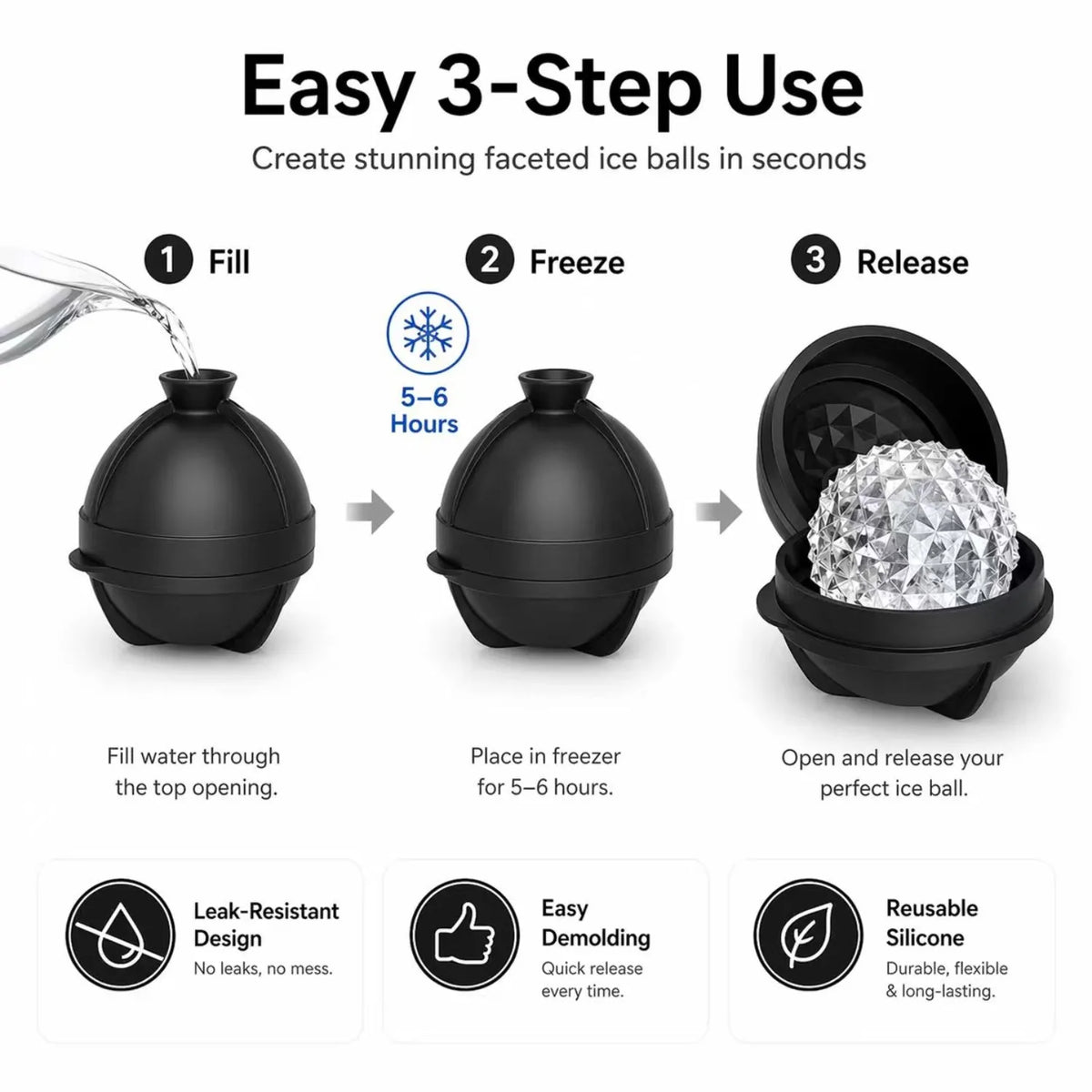 Silicone Ice Ball  Mold  Whiskey Ice Hockey Tools Ice Ball Mold  Kitchen Bar Tool