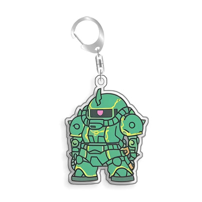 Keychain for Gundam MS-06S Zaku Ll White Cabin Backpack Pendant Anime Game Fans Gift Recycled Acrylic Decoration Rare Card Toy
