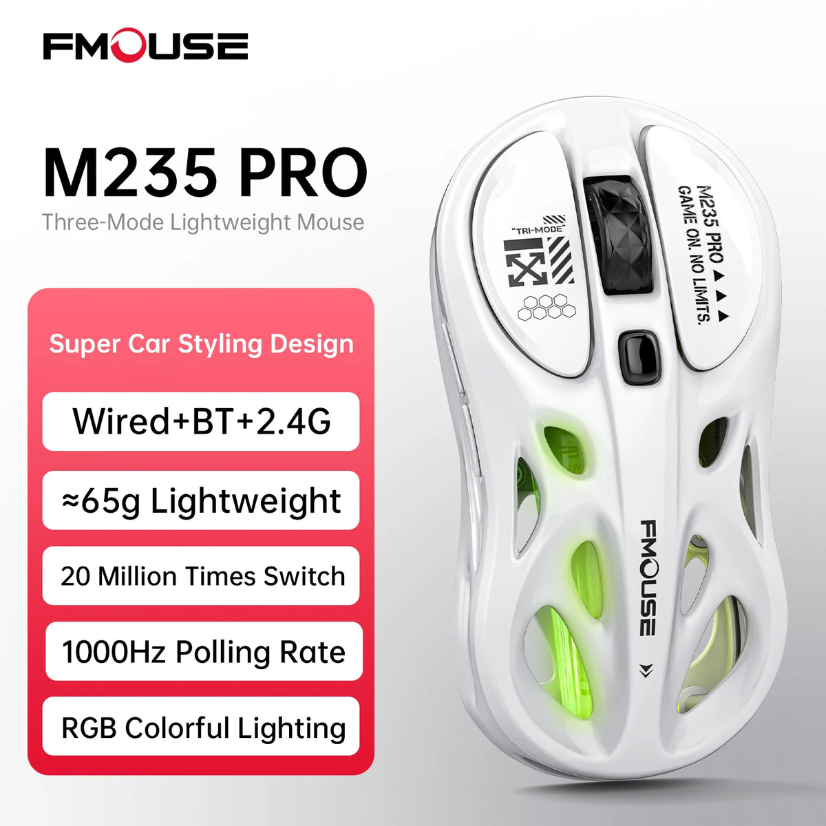 Bluetooth wireless mouse Rechargeable e-sports three-mode laptop office game RGB hollow lightweight For Tablets Laptop
