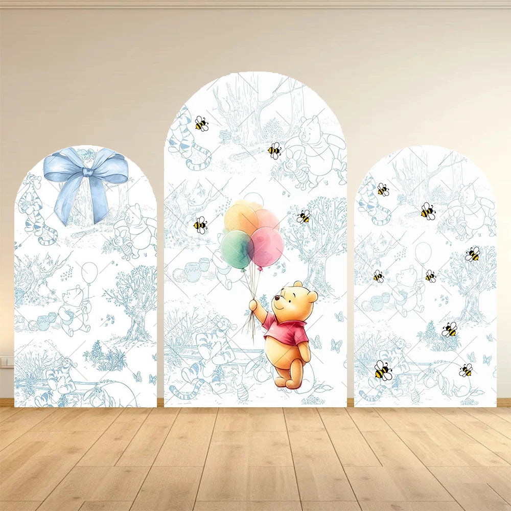 Winnie The Pooh Arch Backdrop Cover Elastic Fabric Newborn Baby Birthday Party Supplies Birthday Party Photo Studio Decoration
