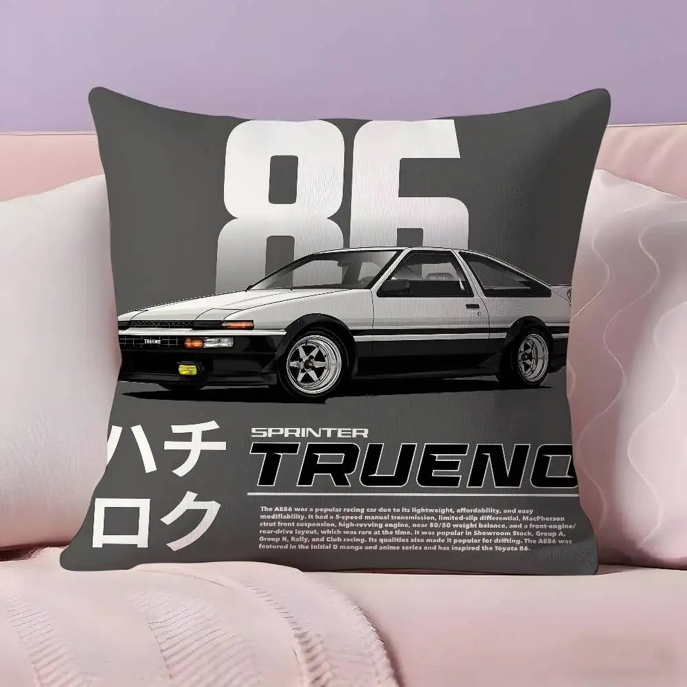 Classic retro car AE86 Pillow Case Pillowcase Ultra Soft Skin Friendly Fabric Cloud Like Comfort & Concealed Zipper