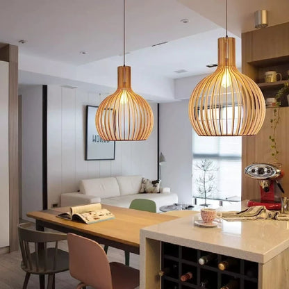 Restaurant Wabi-sabi Lustre LED Pendant Light Foscarini Solid Wood Chandelier for Island Counter Loft Art Home Decor Lamp Design