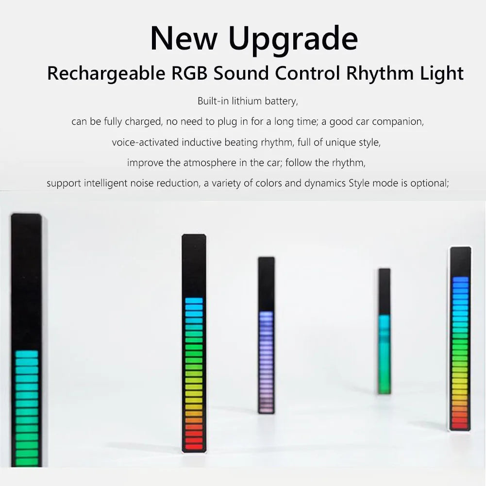 Music Rhythm Activated LED Light Strip RGB Car Ambient Lamp Bar Party Decoration