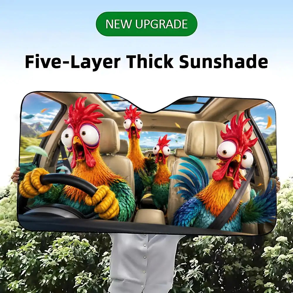 animal chicken Sun Visor Car Windshield Sun Visor - Foldable Universal Fit UV Block Heat Insulation Sunshade