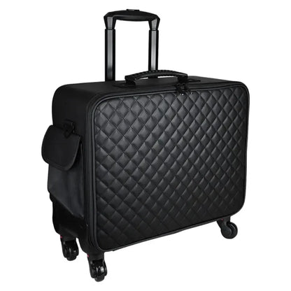 Professional Cosmetic Artist Trolley Case - Water-Resistant Oxford Cosmetic Organizer Featuring Multi-Layer Compartments Beauty